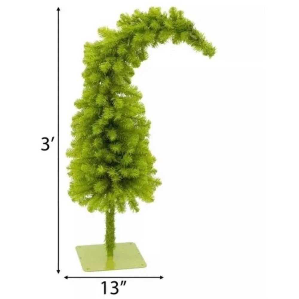 3ft Grinch Pre-Lit Green Curved Whimsical Christmas Tree New in Box